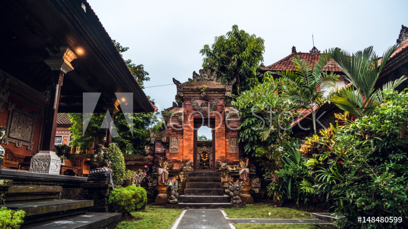 Picture of Balinese traditional temple and gate Ubud